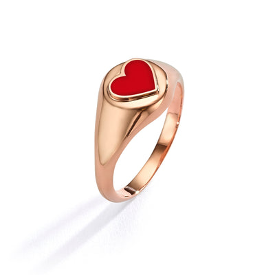 Heart Pinky ring- red