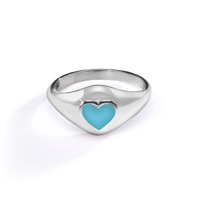 Heart Pinky ring- turquoise