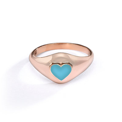 Heart Pinky ring- turquoise