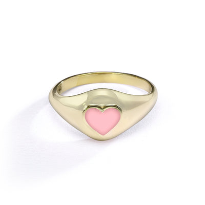 Heart Pinky ring- light pink
