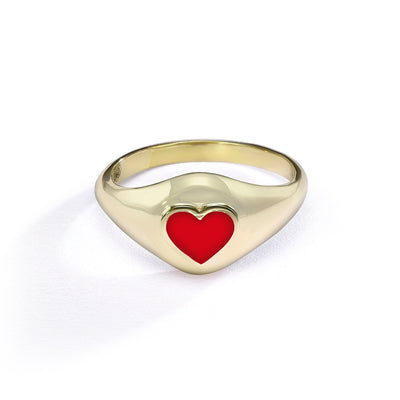 Heart Pinky ring- red