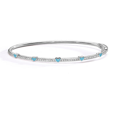 Mini 5 hearts bangle bracelet-turquoise