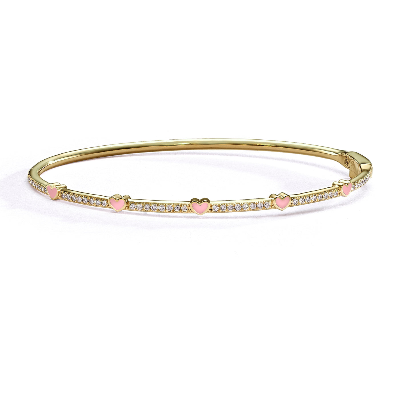 Mini 5 hearts bangle bracelet- light pink