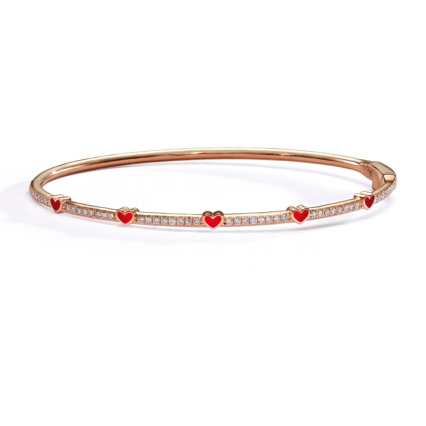 Mini 5 hearts bangle bracelet- red