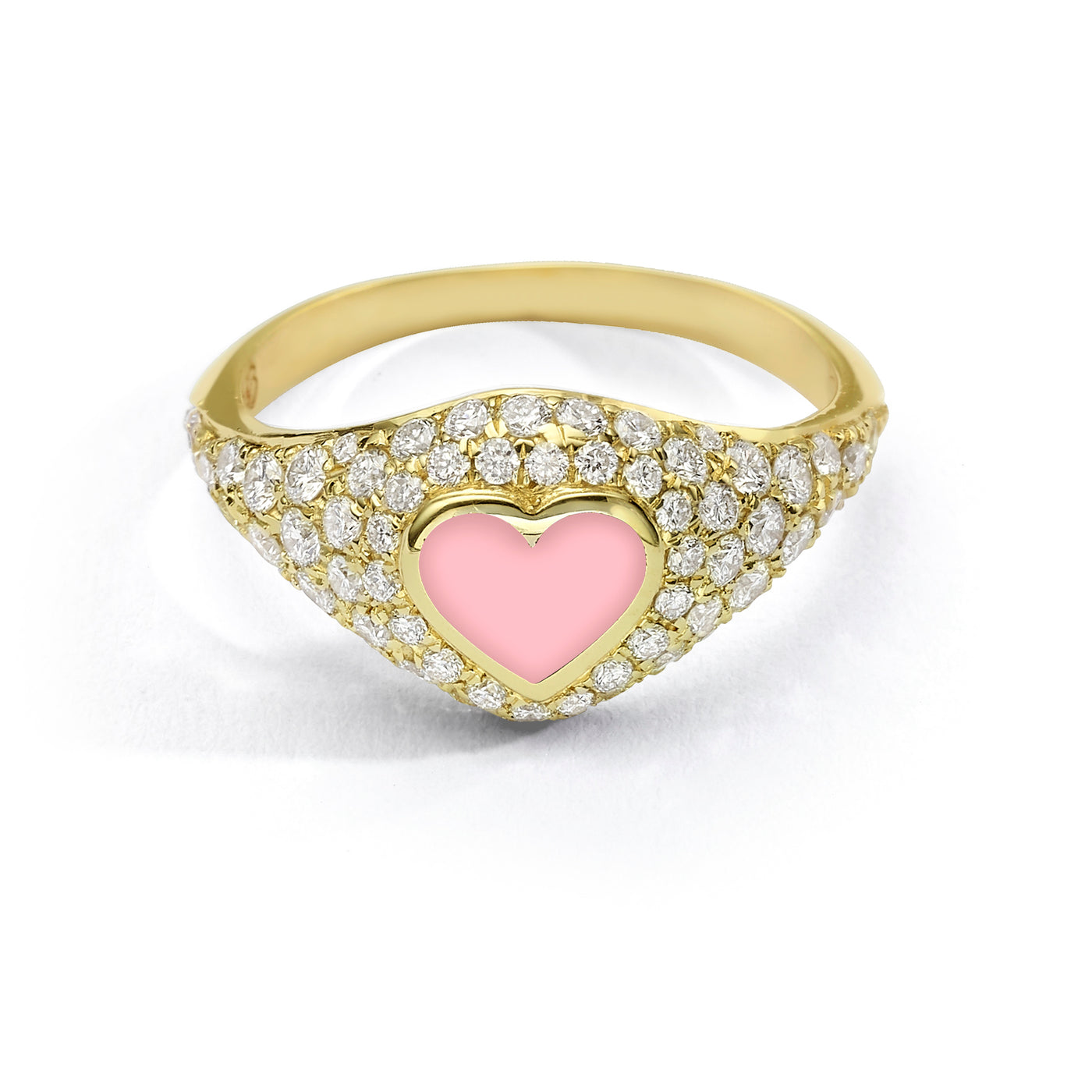 Heart Pinky Ring diamonds- light pink