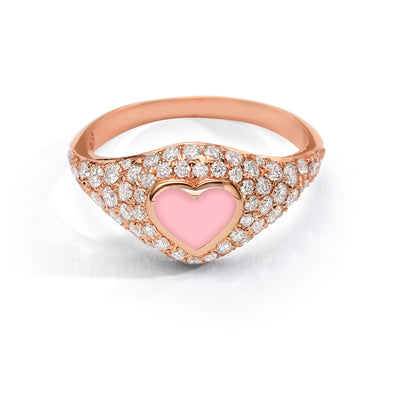 Heart Pinky Ring diamonds- light pink