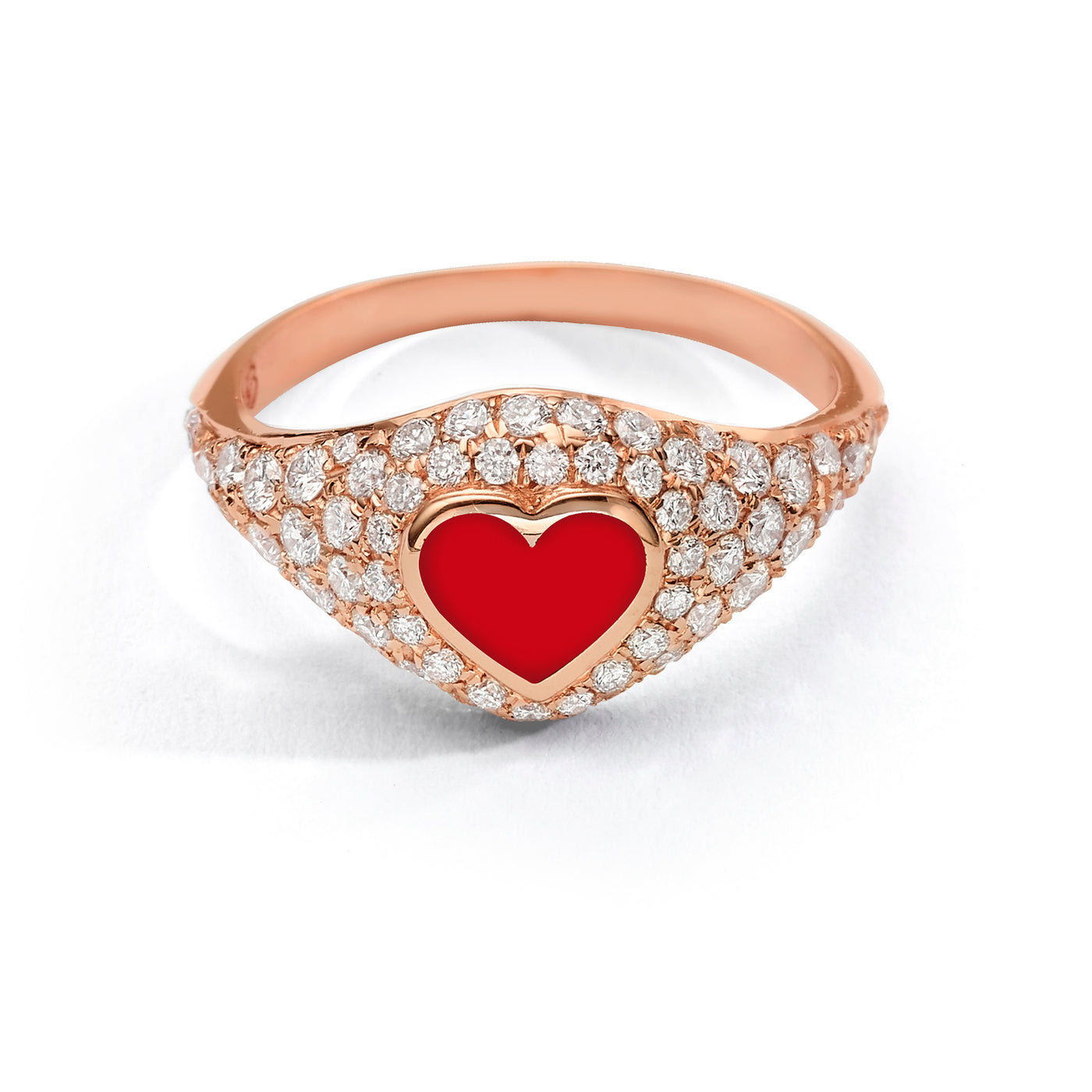 Heart Pinky Ring diamonds- red