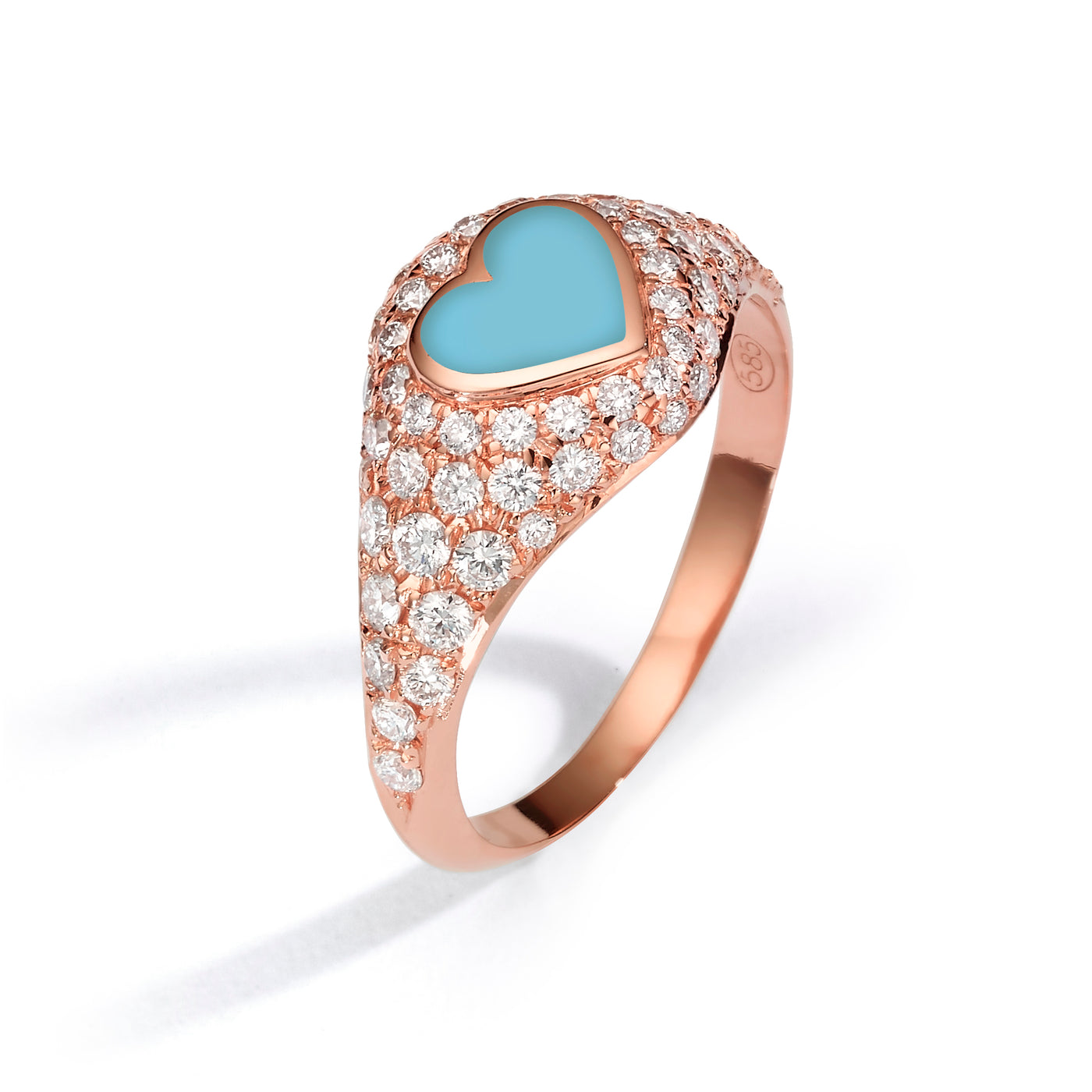 Heart Pinky Ring diamonds- turquoise
