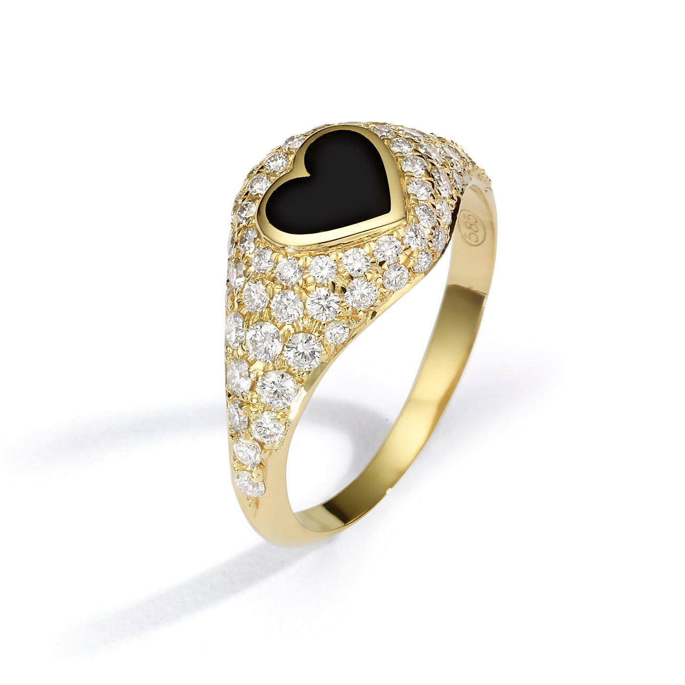 Heart Pinky Ring diamonds- black