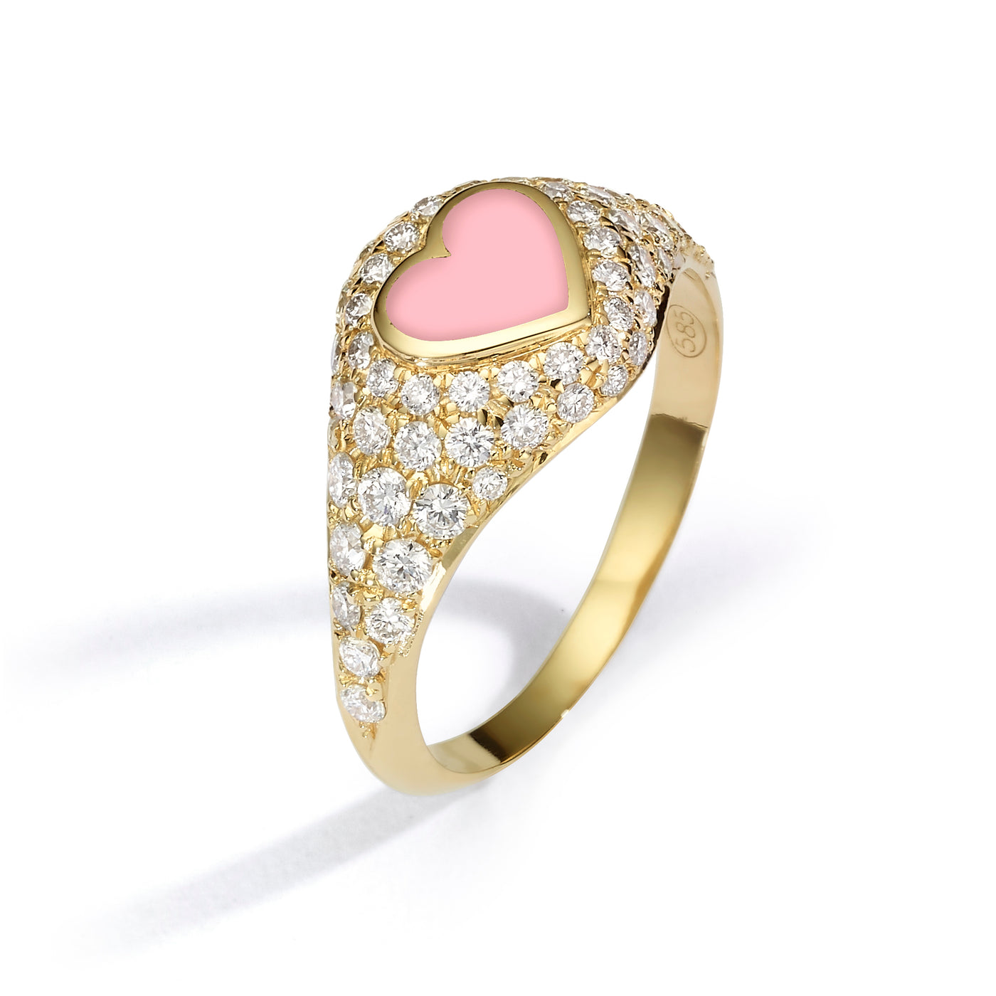 Heart Pinky Ring diamonds- light pink