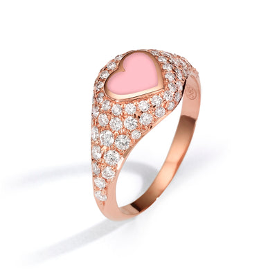 Heart Pinky Ring diamonds- light pink