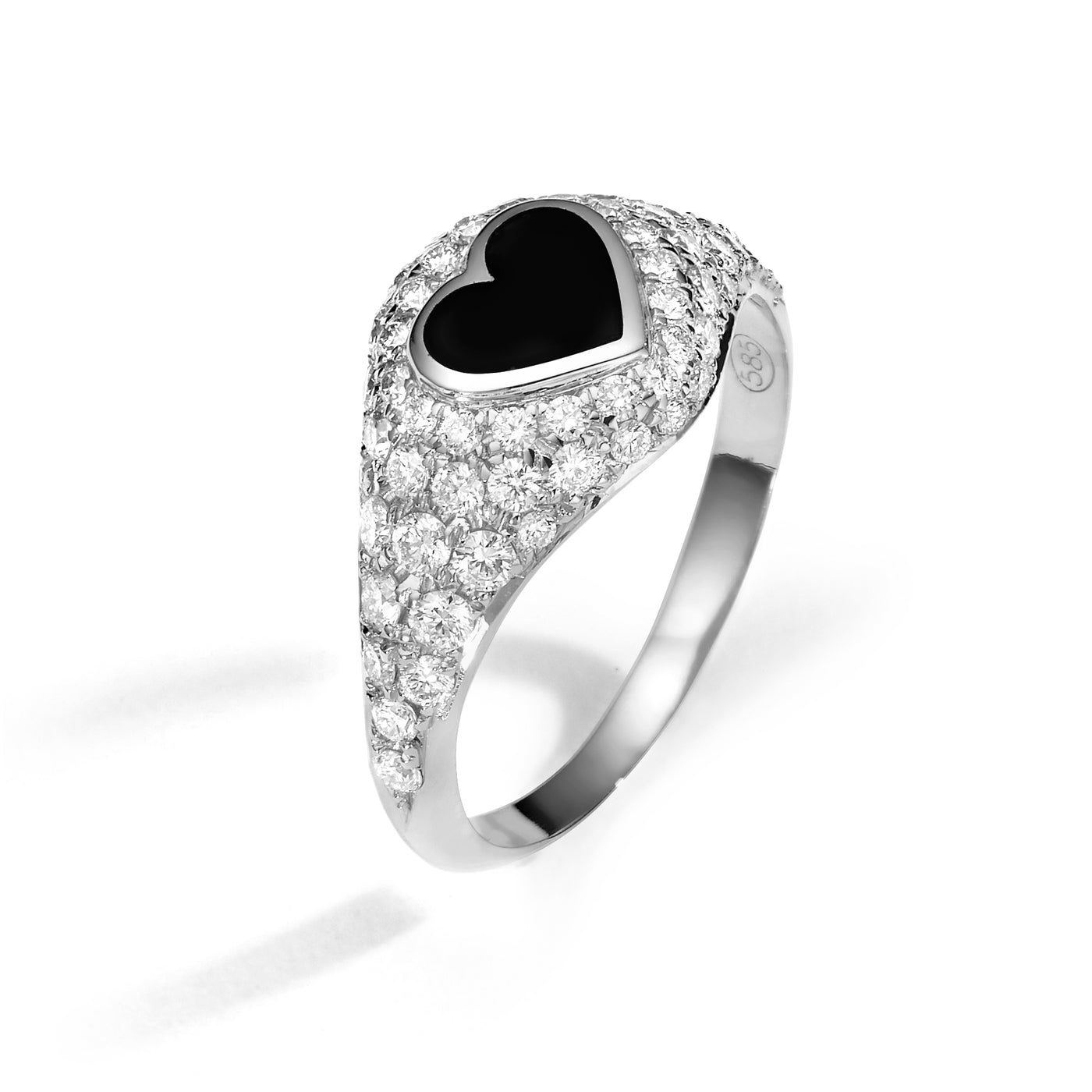 Heart Pinky Ring diamonds- black
