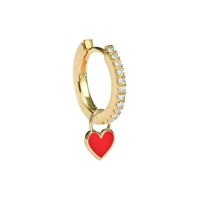 Single Midi Gypsy hearts earring - Red