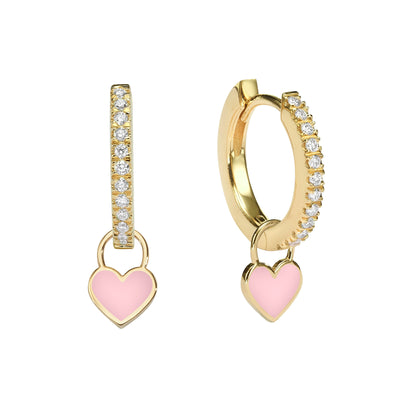 Midi Gypsy hearts earrings- Light pink