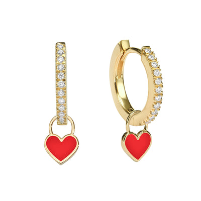 Midi Gypsy hearts earrings- red