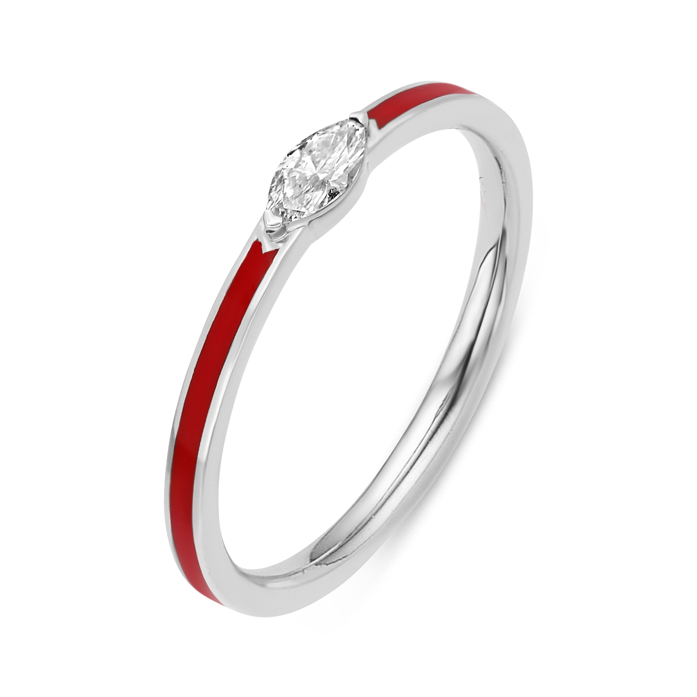 Enamel marquise ring- red