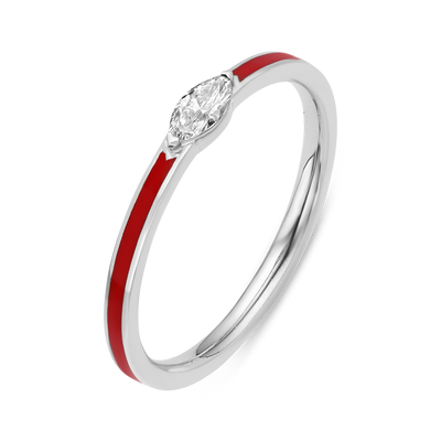 Enamel marquise ring- red
