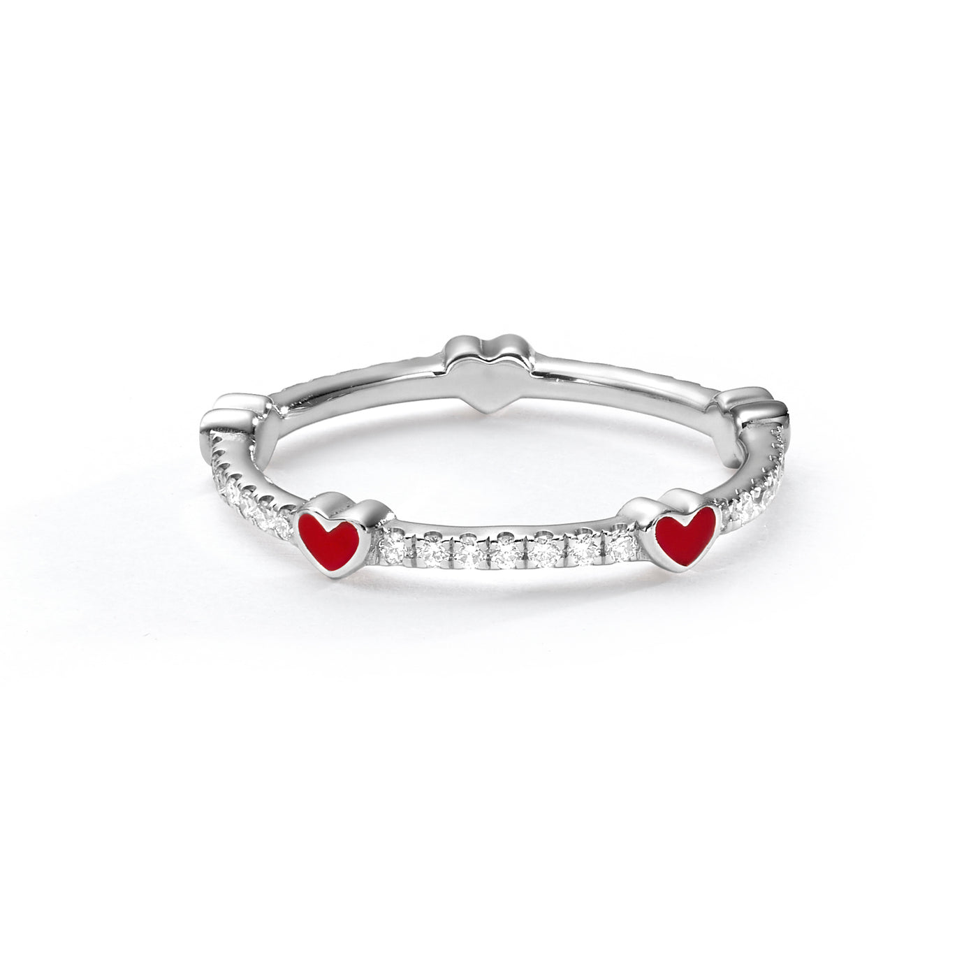 5 Hearts Classic Diamonds Ring- red