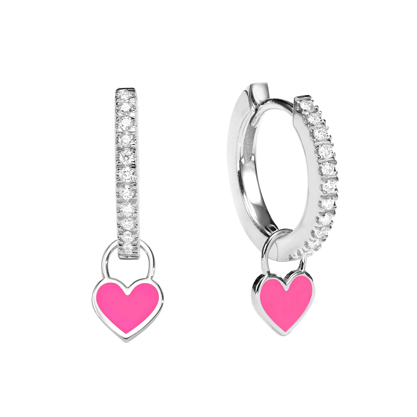 Midi Gypsy hearts earrings- Neon pink