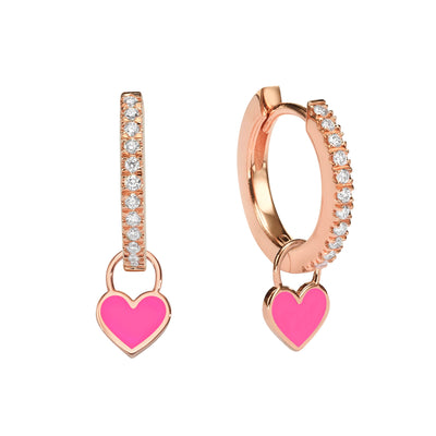 Midi Gypsy hearts earrings- Neon pink