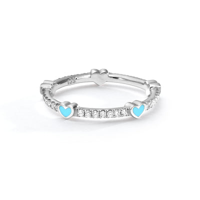 5 Hearts Classic Diamonds Ring- turquoise