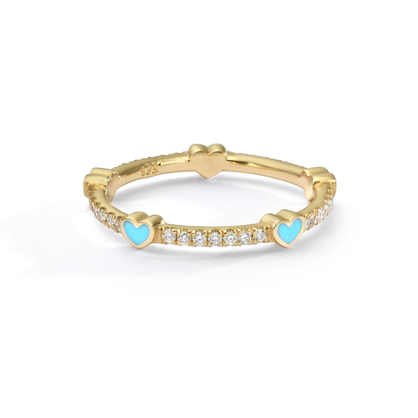 5 Hearts Classic Diamonds Ring- turquoise