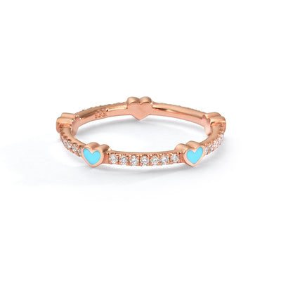 5 Hearts Classic Diamonds Ring- turquoise