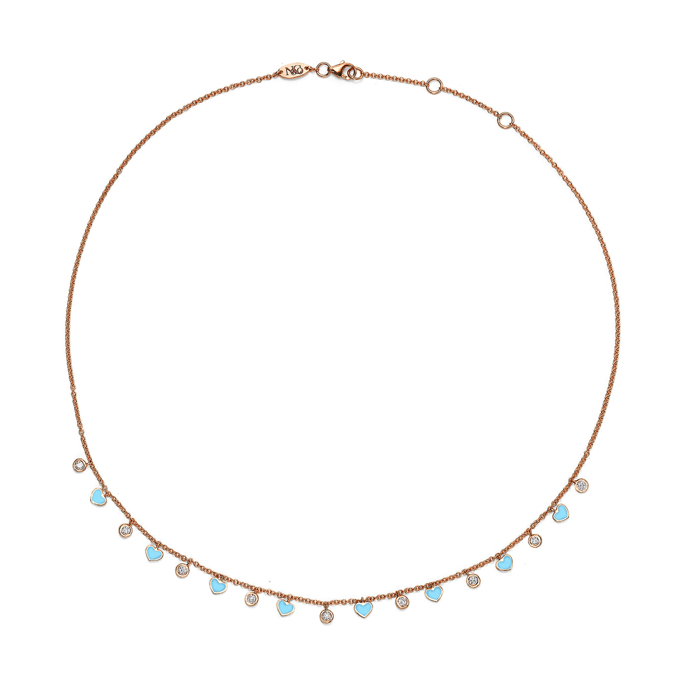 Luna diamonds hearts Necklace - Turquoise