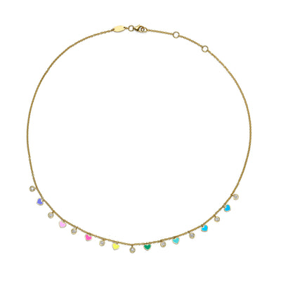Luna diamonds hearts Necklace - multi colors