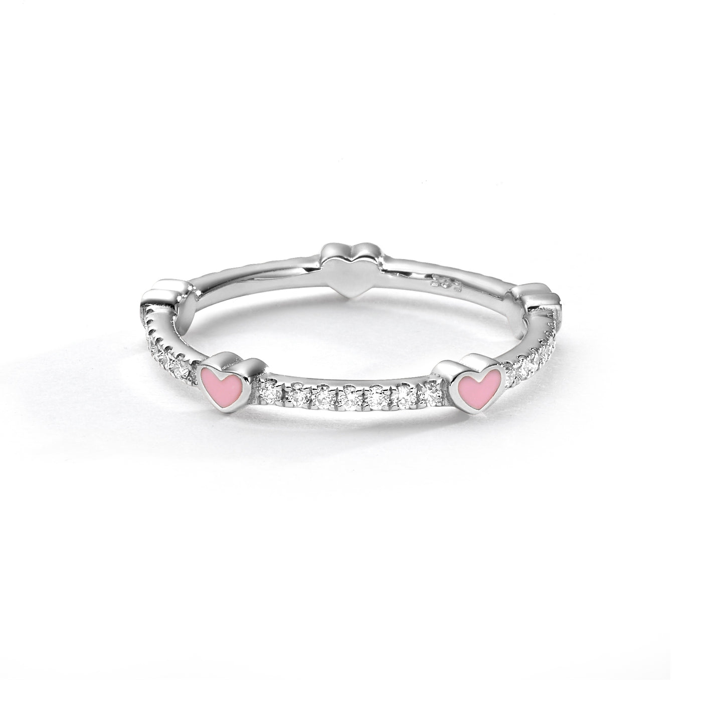 5 Hearts Classic Diamonds Ring- light pink