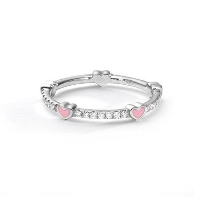 5 Hearts Classic Diamonds Ring- light pink