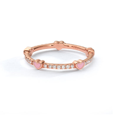 5 Hearts Classic Diamonds Ring- light pink