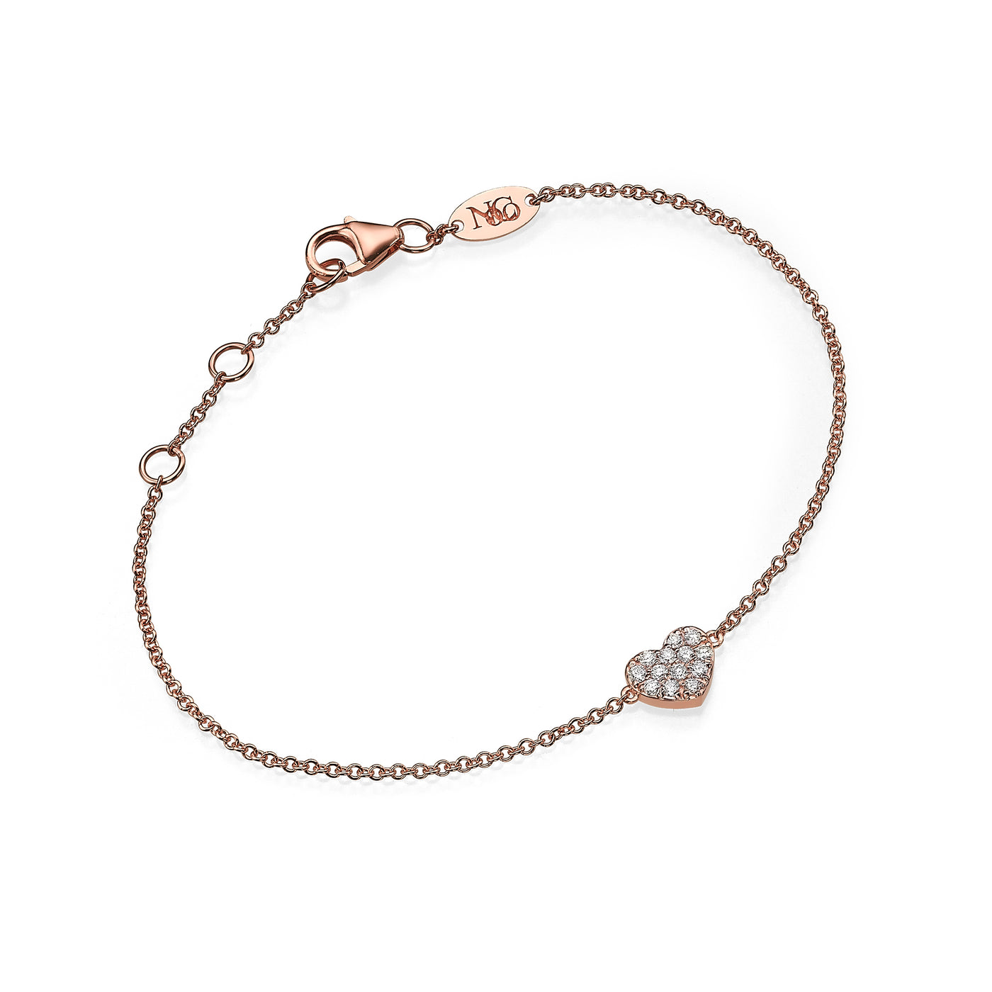 Double side diamonds heart Bracelet (M)