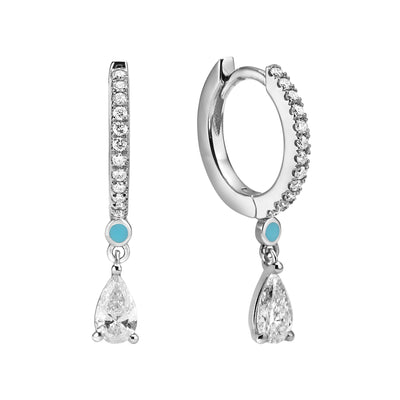MENDI pear cut diamonds earrings - turquoise
