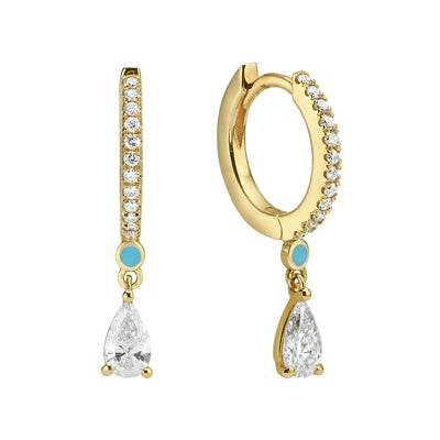 MENDI pear cut diamonds earrings - turquoise