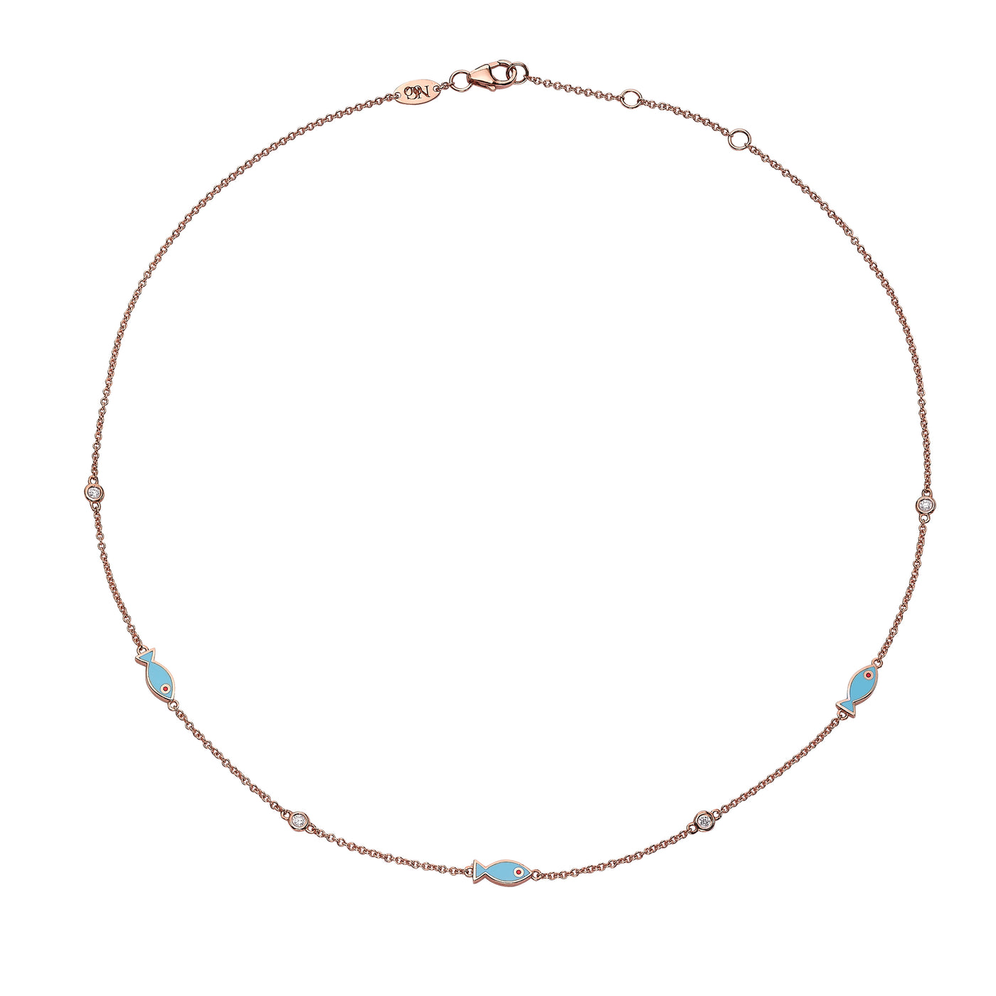 Fish Diamonds Necklace - light blue