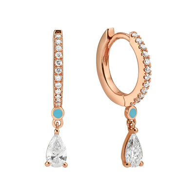 MENDI pear cut diamonds earrings - turquoise