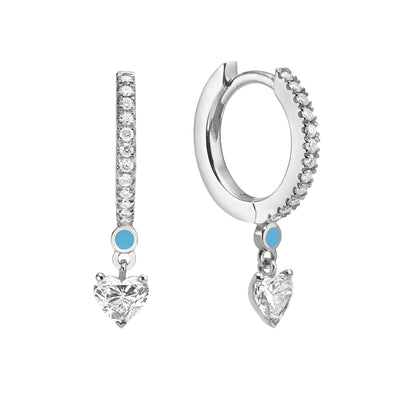MENDI hearts cut diamonds earrings - turquoise