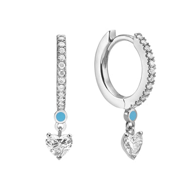 MENDI hearts cut diamonds earrings - turquoise