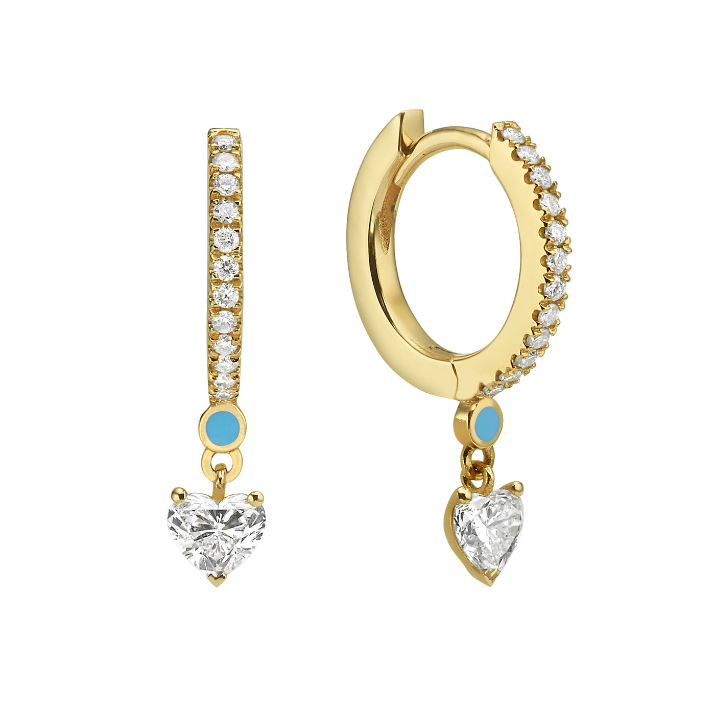 MENDI hearts cut diamonds earrings - turquoise