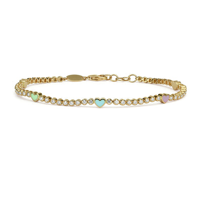 Rainbow 5 hearts mini tennis bracelet