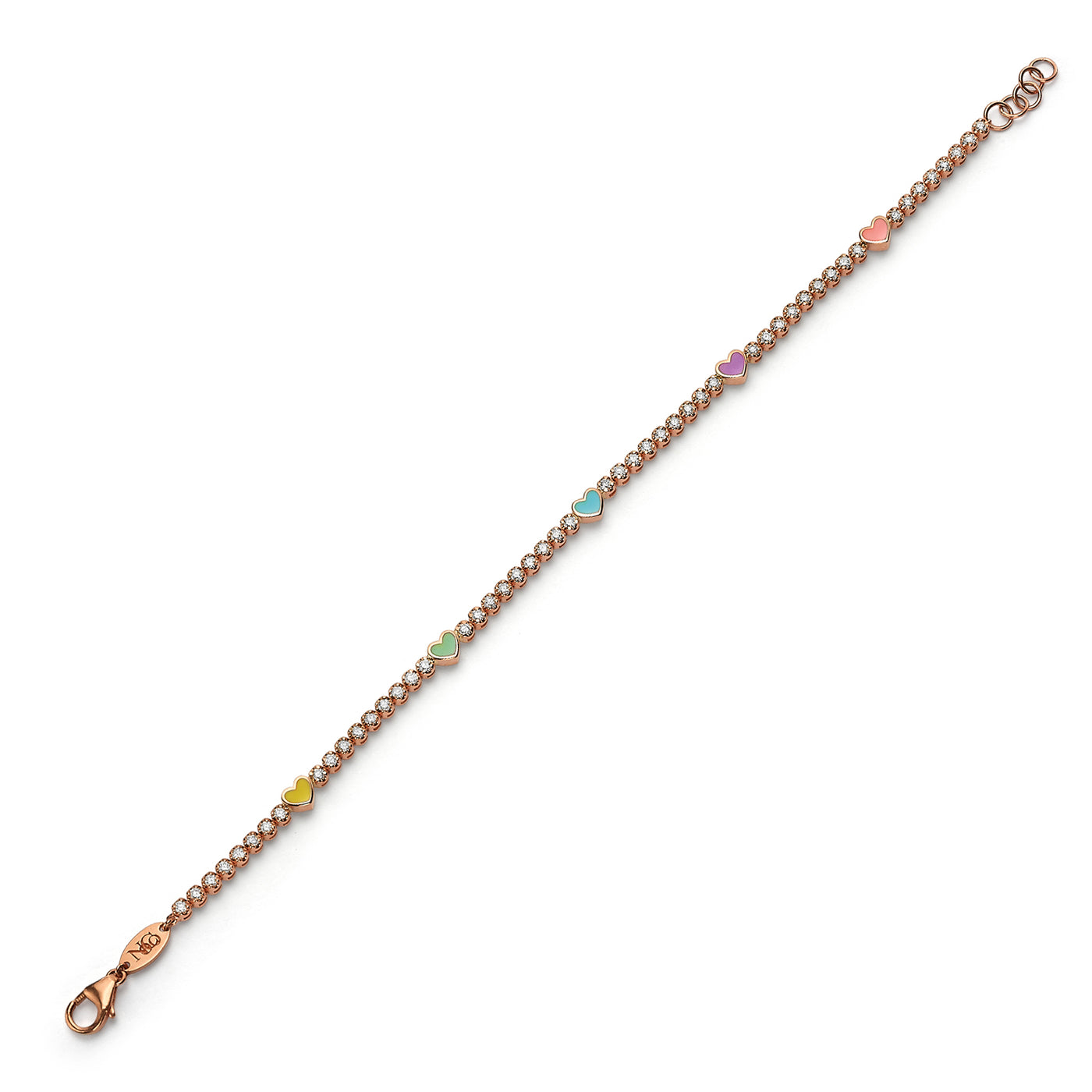 Rainbow 5 hearts mini tennis bracelet