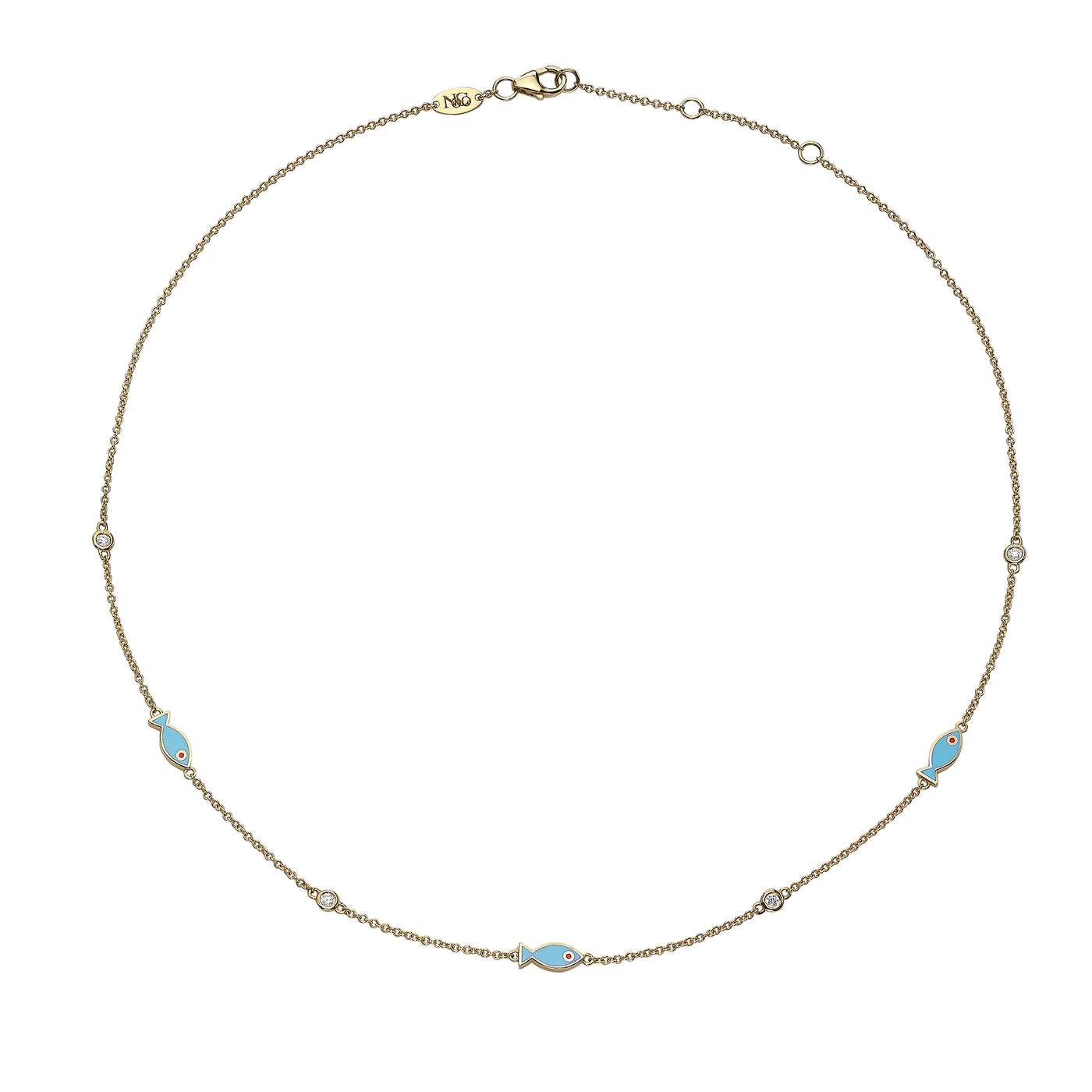 Fish Diamonds Necklace - light blue