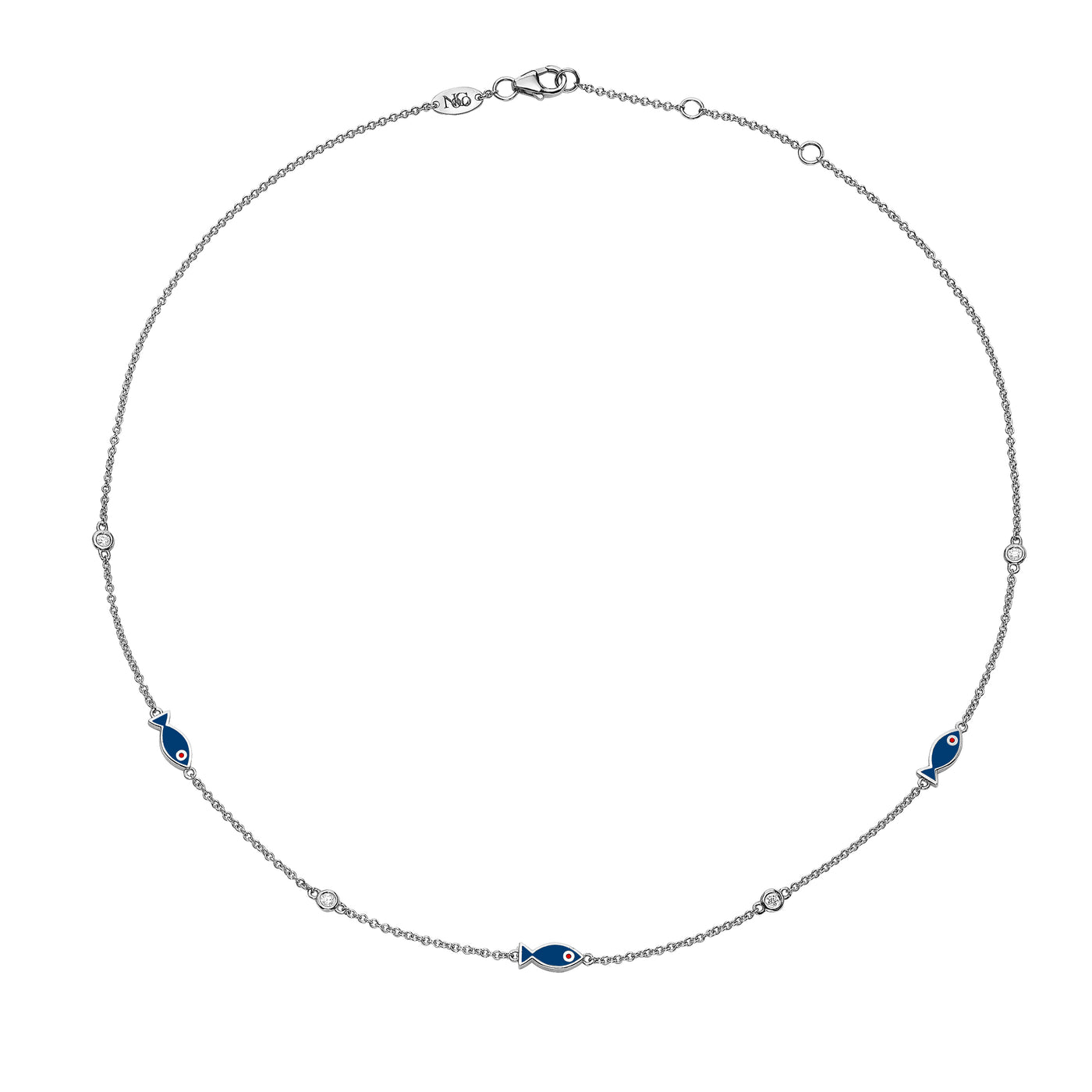 Fish Diamonds Necklace - dark blue