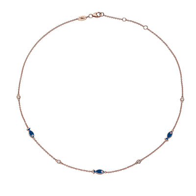 Fish Diamonds Necklace - dark blue