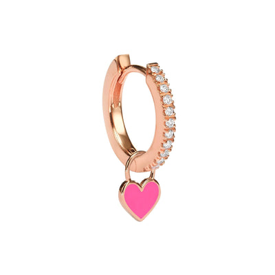 Single Midi Gypsy hearts earring -Neon pink