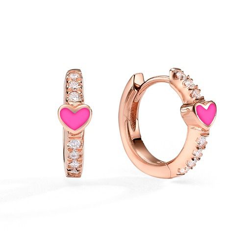 Hearts mini Gypsy earrings- Neon pink