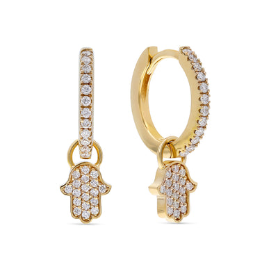 Midi Gypsy hearts earrings - diamonds HAMSA